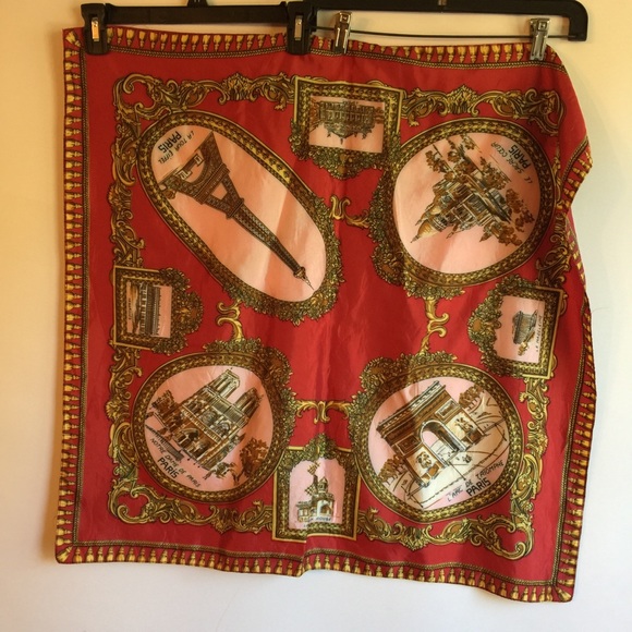 VINTAGE PARIS THEME SQUARE RAIN SCARF - Picture 1 of 16